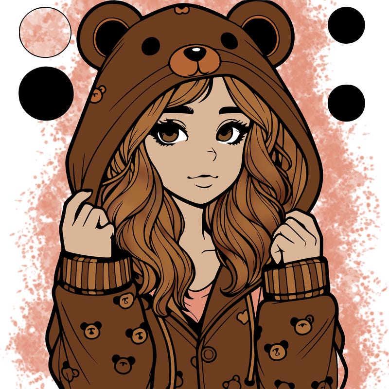 realistic girl in a animal pjs hoodie