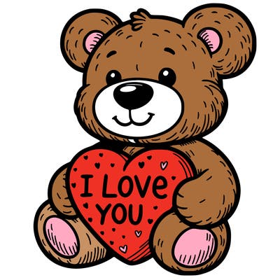teddy bear holding an i love you heart