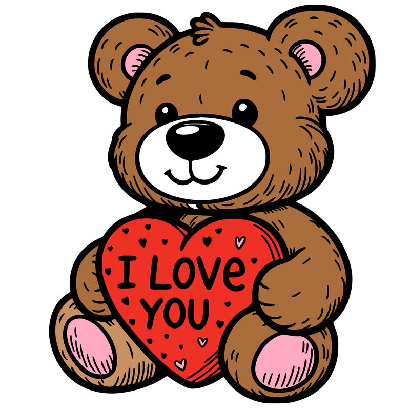 teddy bear holding an i love you heart