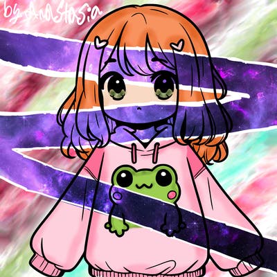 girl wearing frogging sweatshirt