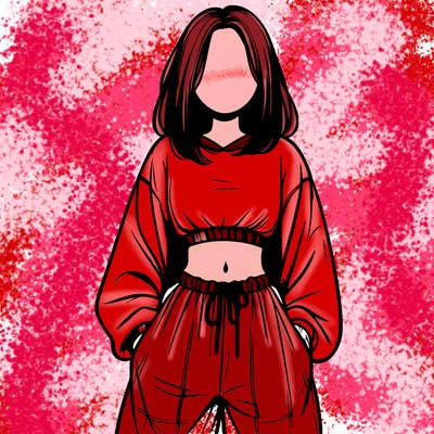 realistic girl faceless with baggy pants and a crop top