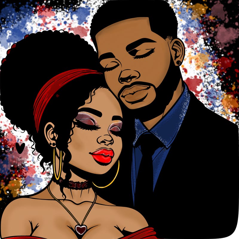 realistic love couple african-american