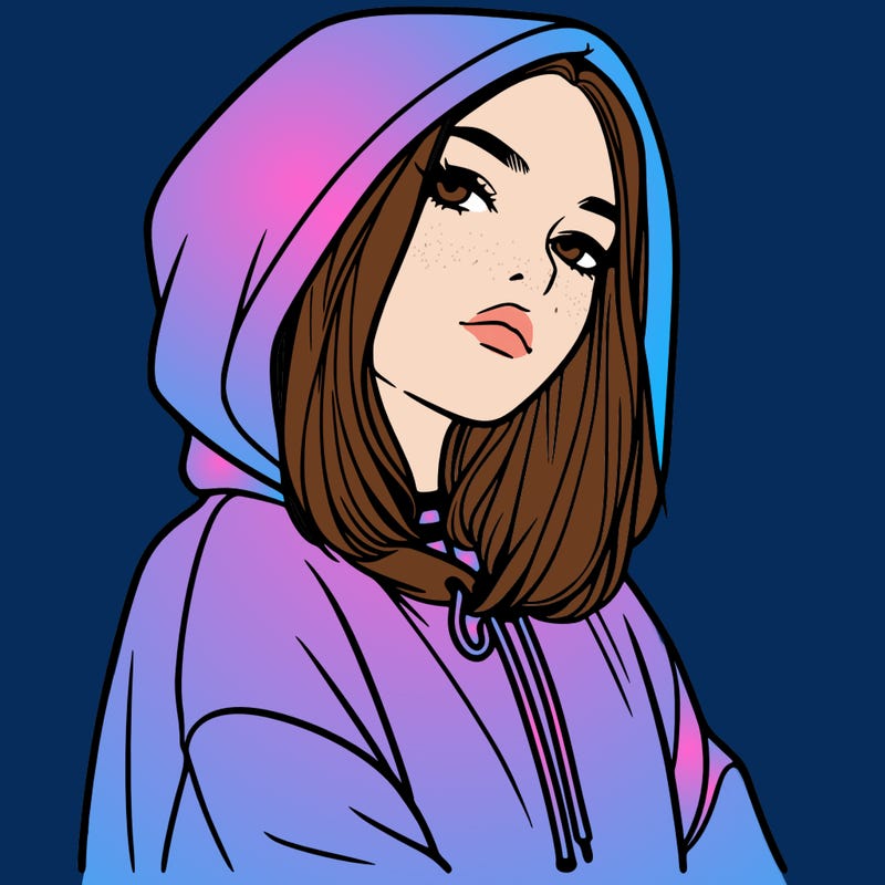 a realistic girl in a hoodie