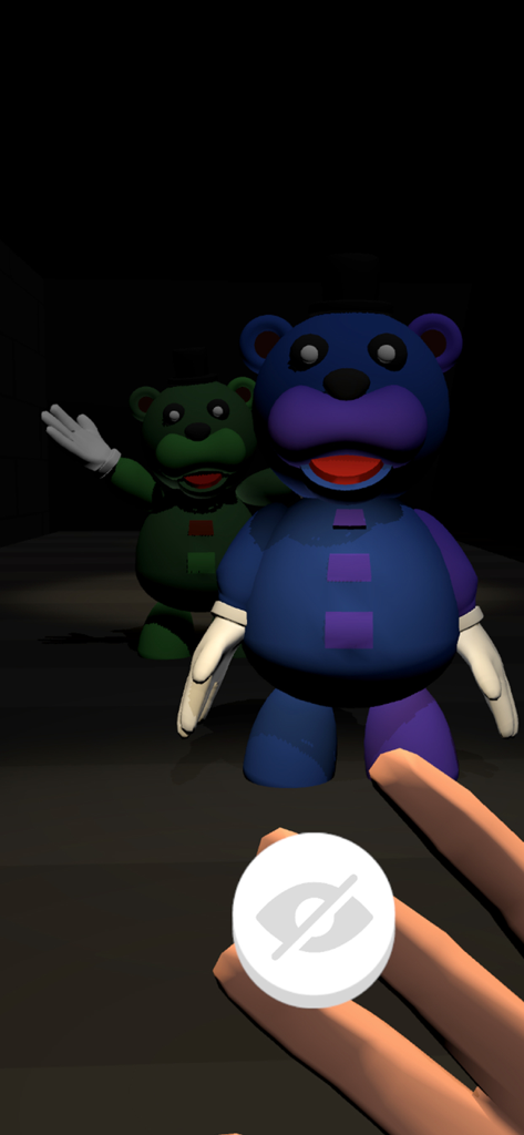 Night Watchman! - First person gameplay of Night Watchman featuring creepy blue and green teddy bears in a dark room