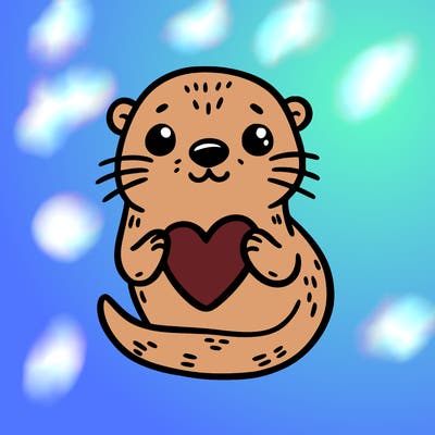 otter with a heart