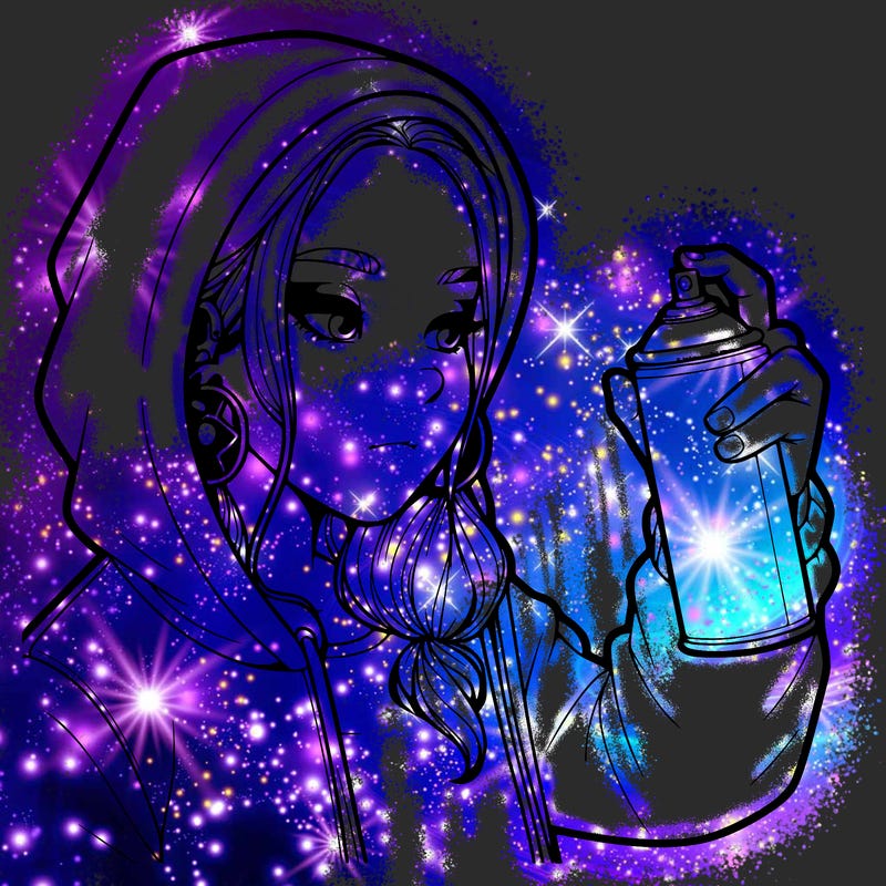 a realistic girl, spray painting