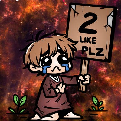 small poor toddler crying with sign that says 2 like plz