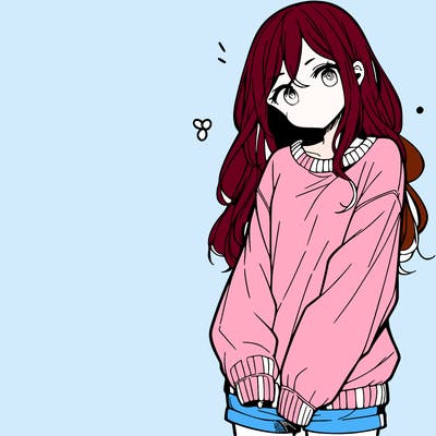 manga teen girl  in a sweater and baggy pants