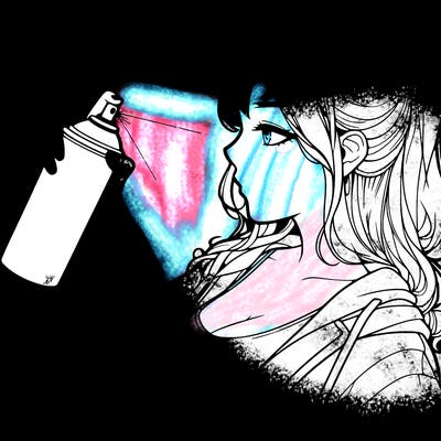 a realistic girl spray, painting