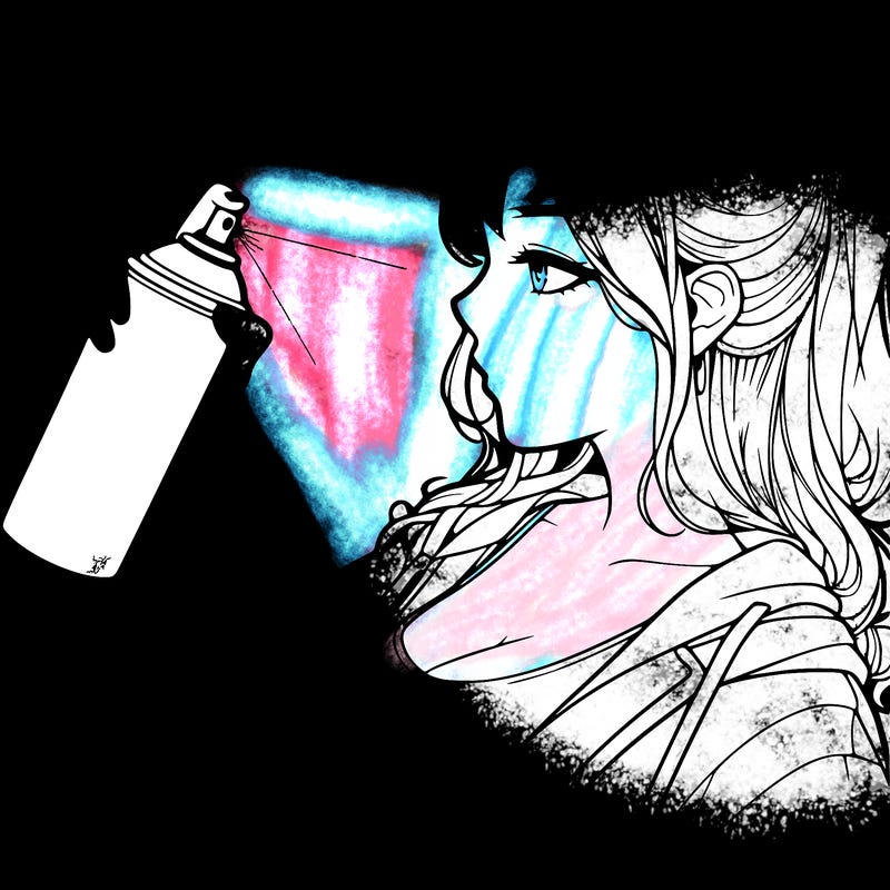 a realistic girl spray, painting