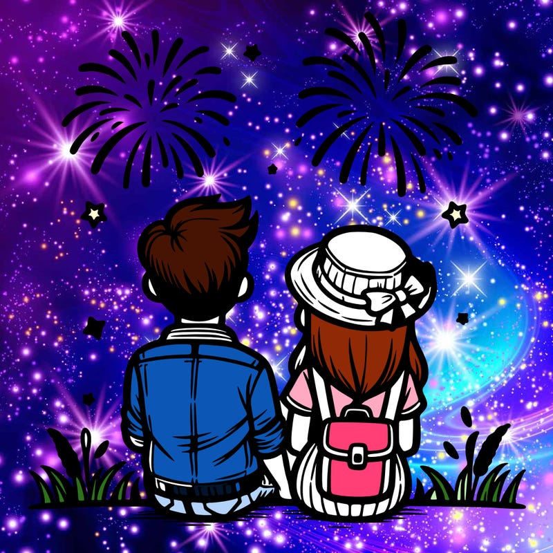 couple watching fireworks