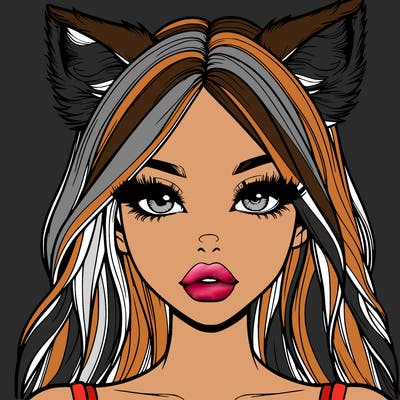 realistic girl with fox ears and realistic lips