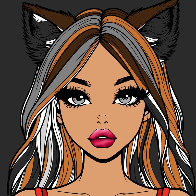 realistic girl with fox ears and realistic lips