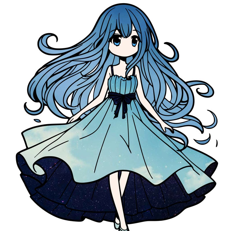 manga girl with a flowing dress
