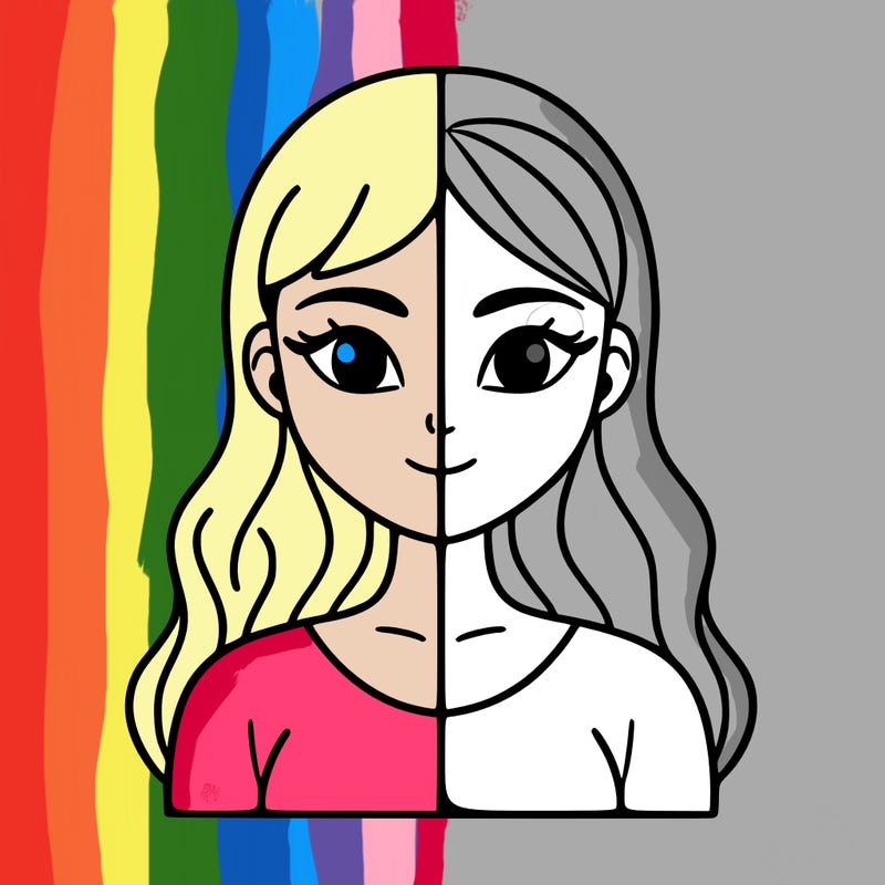 woman spilt into four sections