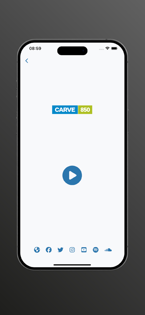 Casa de Radios - Casa de Radios app showing the Radio Carve 850 live player screen.