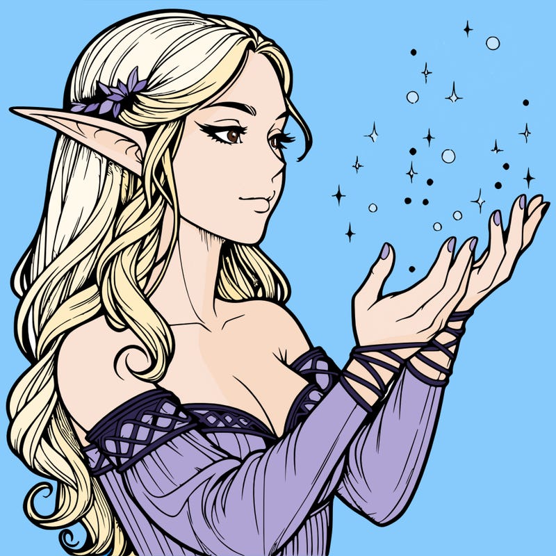 realistic elf girl doing magic