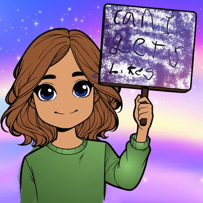 realistic girl holding up a sign