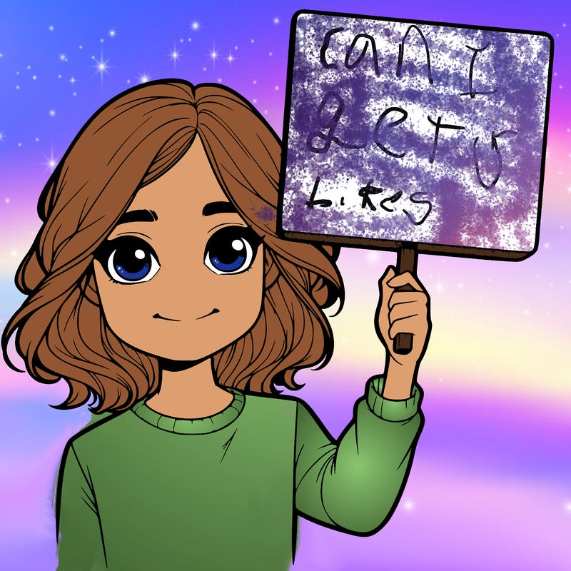 realistic girl holding up a sign