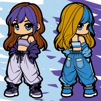 girl in crop top and baggy pants