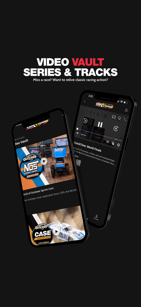 DIRTVision - DIRTVision app Video Vault for replays of dirt racing series and tracks