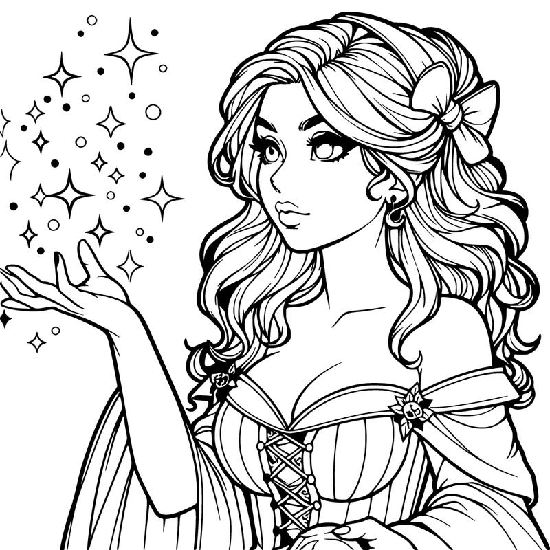 realistic women sorcerer using magic