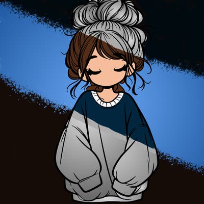 girl with baggy sweatshirt and messy bun