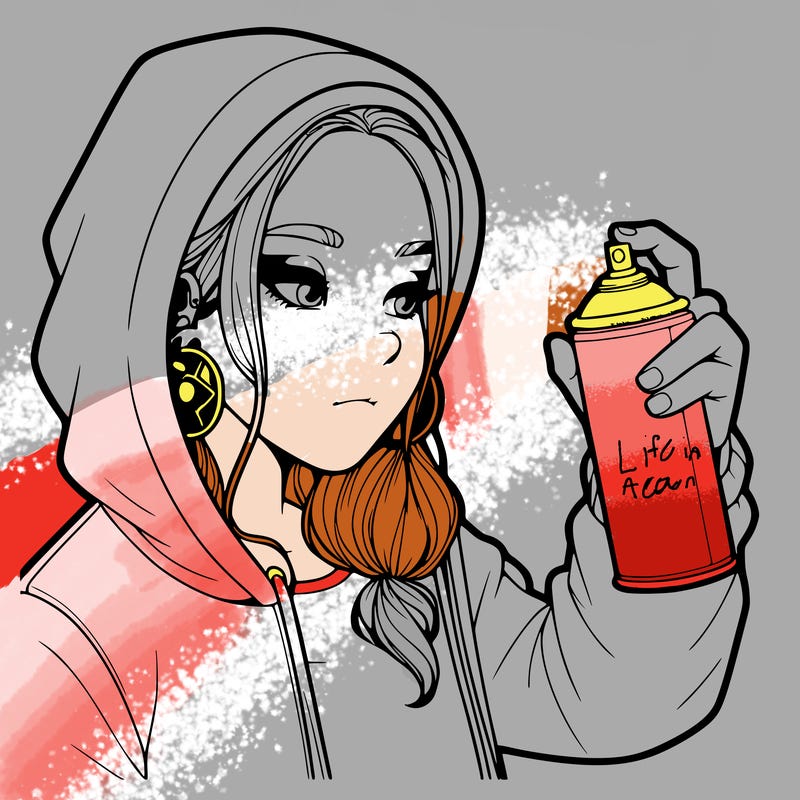 a realistic girl, spray painting