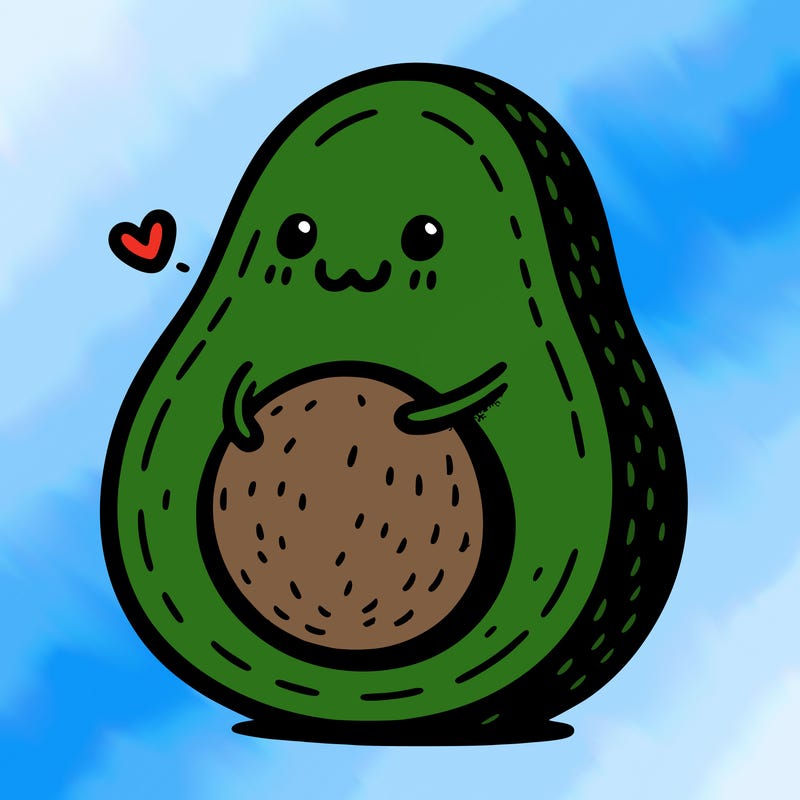an avocado hugging an avocado