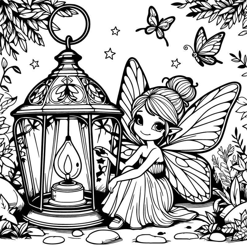 realistic fairy living in a lantern