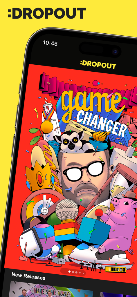 Dropout - Dropout mobile app interface featuring Game Changer show artwork with host Sam Reich.
