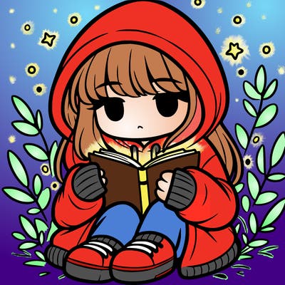 girl in oversized hoodie reading a book
