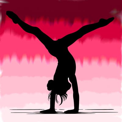 realistic gymnastic hand stand girl in four splits