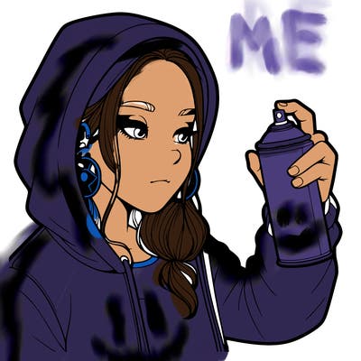 a realistic girl, spray painting