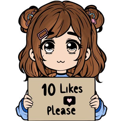 a girl with a sign saying 10 likes please