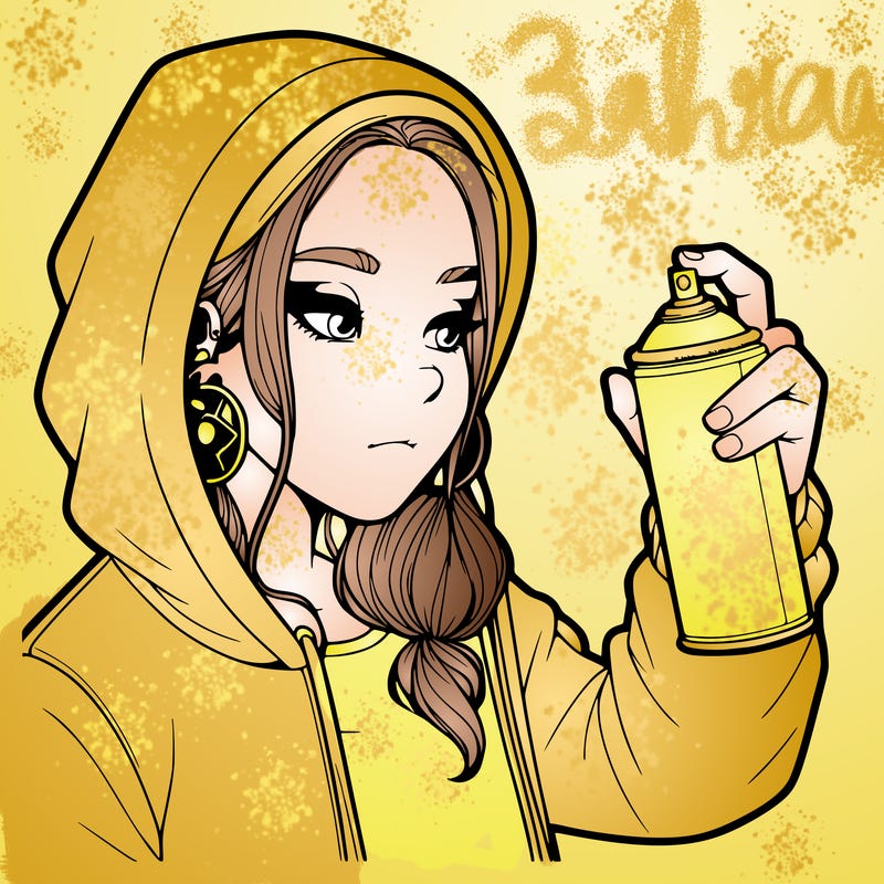 a realistic girl, spray painting