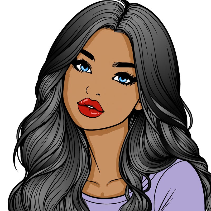 realistic girl with hair on her hair and lips