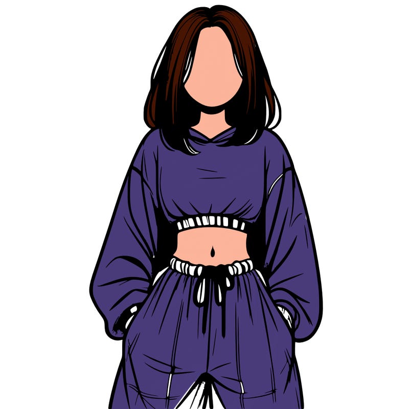 realistic girl faceless with baggy pants and a crop top