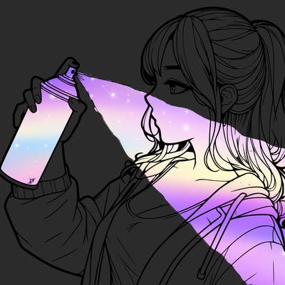 a realistic girl spray, painting