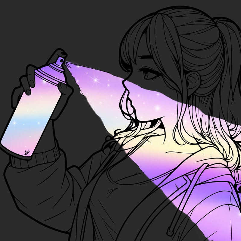 a realistic girl spray, painting