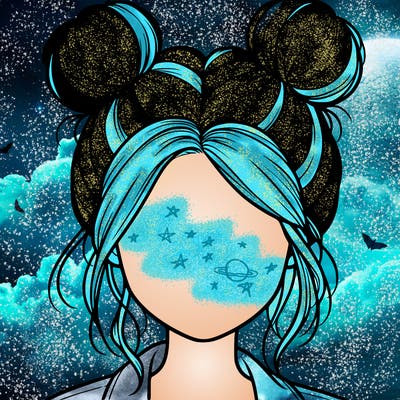 realistic girl with buns on the top of her hair