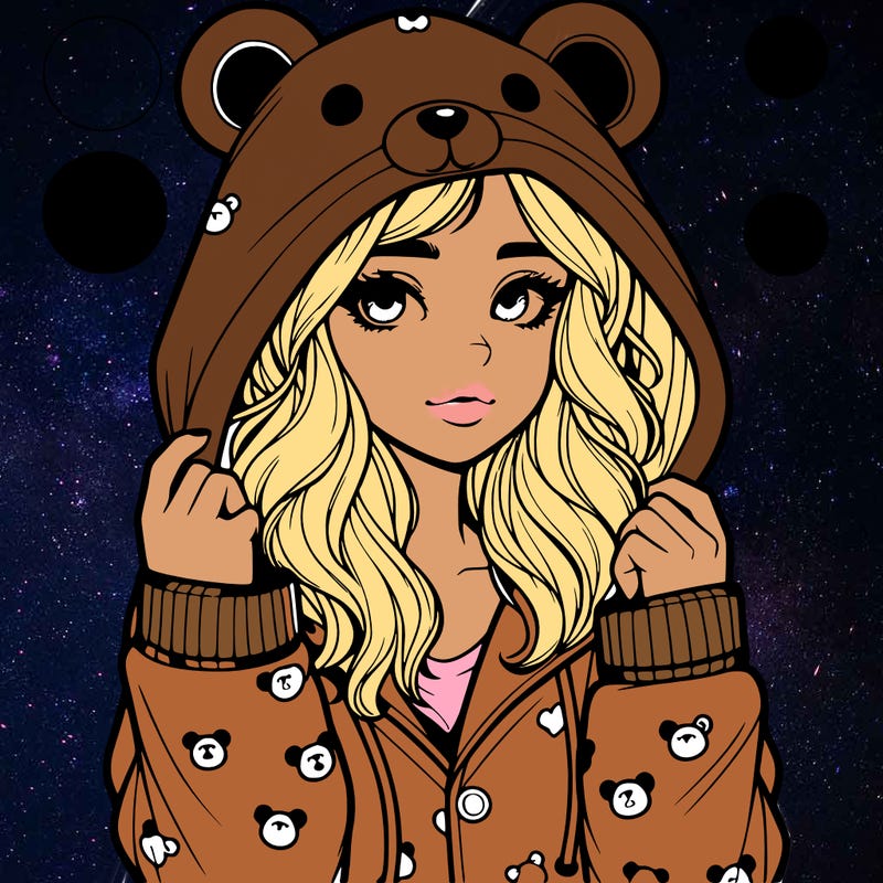 realistic girl in a animal pjs hoodie