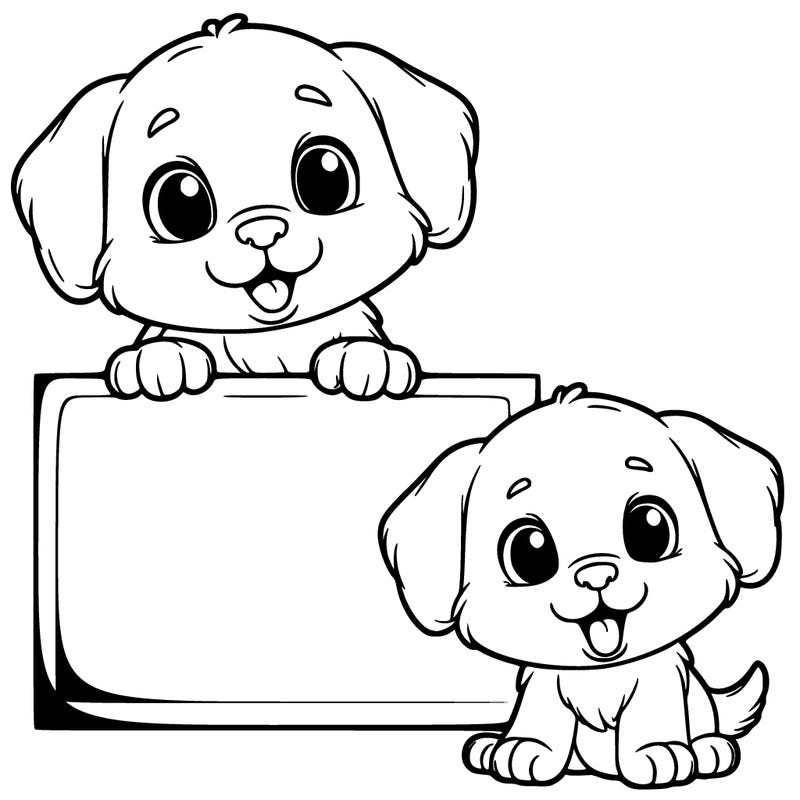 puppy holding up a blank sign