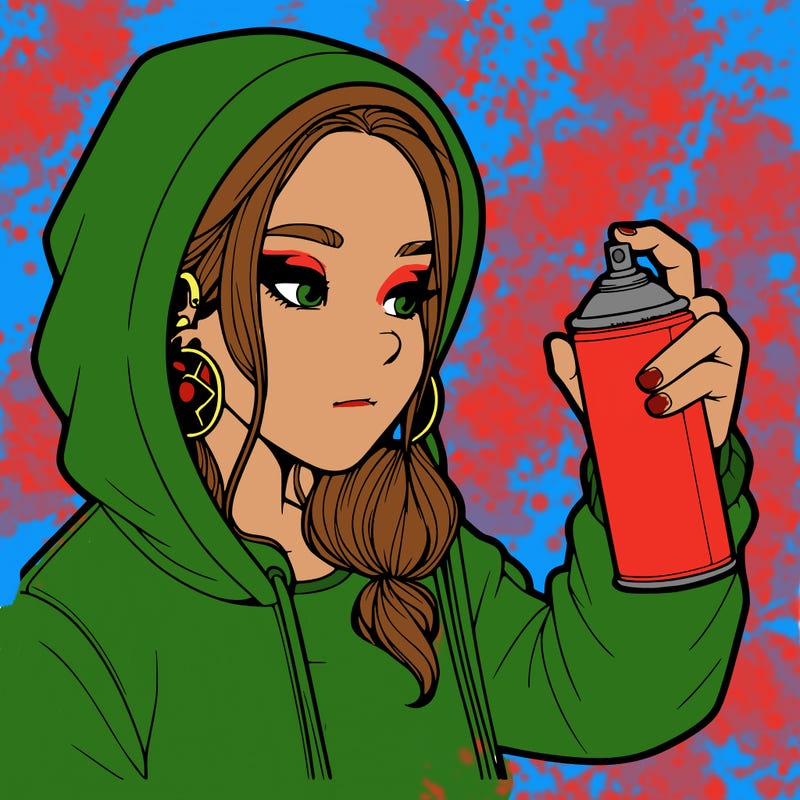 a realistic girl, spray painting
