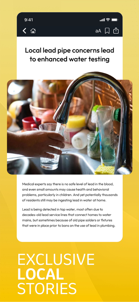 Billings Gazette - A smartphone screen displaying an exclusive local news article on the Billings Gazette app about lead pipe concerns.