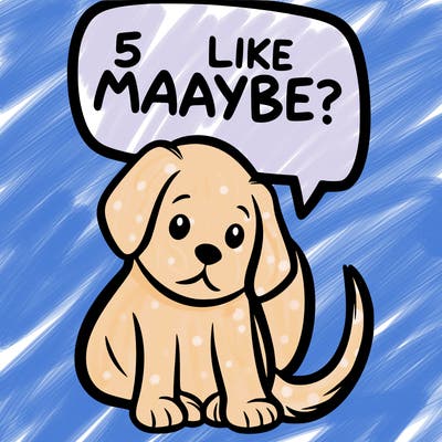 a puppy that says 5 like maybe