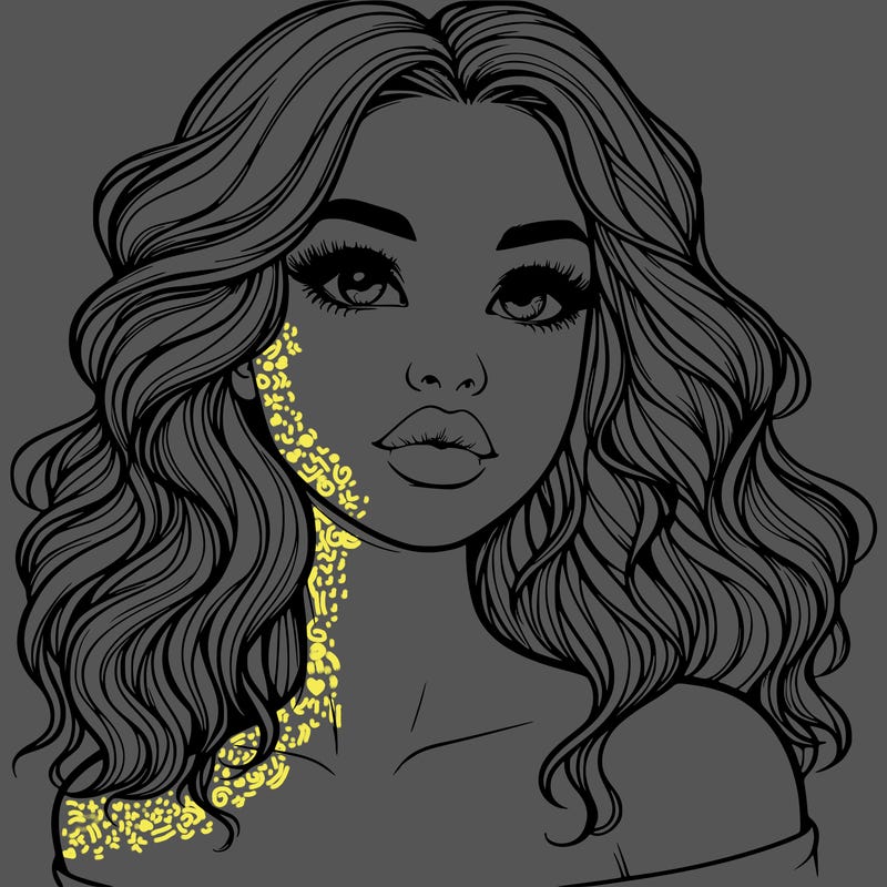 realistic girl with wavy hair and lips