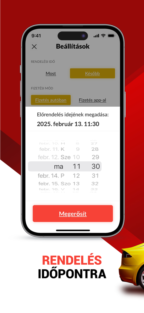 Mobile app interface for scheduling a taxi ride in advance with payment options