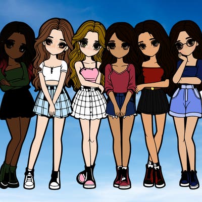 a group of girls realistic