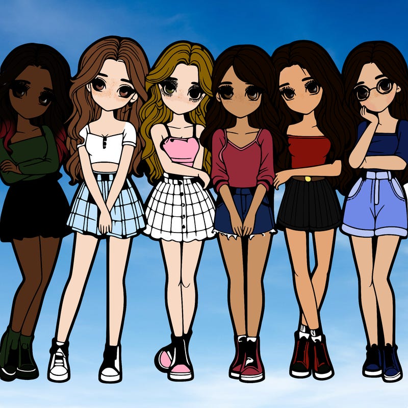 a group of girls realistic